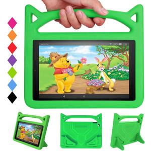 2019 10 Tablet Case(9th/7th/5th Generation,2019/2017/2015 Release) Incompatible with Nokia Sony 10in Tablet-SHREBORN Lightweight Shockproof Case with Cute Cat Handle Stand-Green