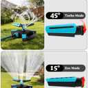 Whirling Rotating Sprinkler for Yard - 3500 sq. ft. Coverage Lawn Sprinkler with 360 Rotation Arms, Outdoor Watering Tool for Garden and Kids' Summer Fun, Ground Spike Included, Green
