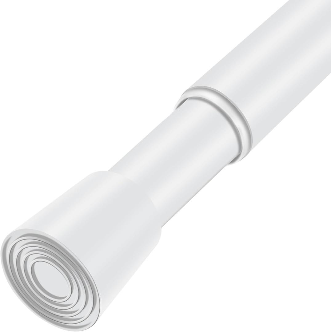 White Adjustable Shower Curtain Rod 28-52 Inches 1pc, 7/8" Diameter Anti-slip Heavy Duty Tension Spring Curtain Rod No Drill for Windows Bathroom Kitchen Closet Doorway 22TD28-52WH