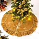 24 Pcs Velvet Christmas Tree Decorations Set Velvet Christmas Tree Skirt Bow Topper Xmas Ball Ornaments Ribbon LED Light for Xmas Holiday Party Wreath Decoration (Gold)