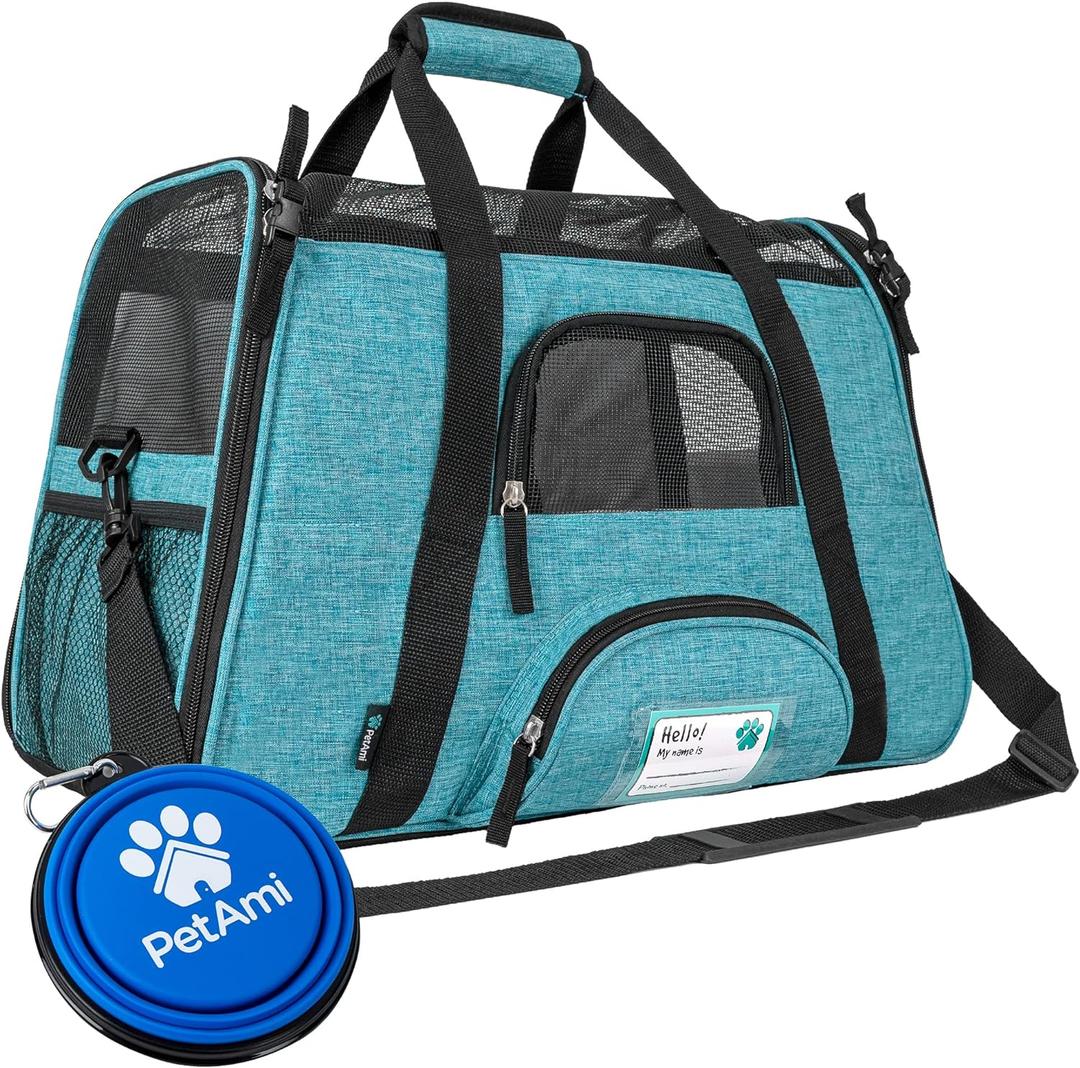 PetAmi Airline Approved Pet Carrier for Cat, Soft Sided Dog Carrier for Small Dog, Cat Travel Supplies Accessories Indoor Cat, Ventilated Pet Carrying Bag Medium Large Kitten Puppy, Large Heather Blue (Large - 19.5"L x 10.2"W x 12"H)