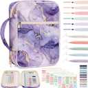Maitys Bible Cover Case for Women, Large Bible Bags with Durable Handle, Quilted Carrying Case Organizer with Study Supplies Accessories, Christian Gifts for Girls (Purple), Sized at 11.42" x 8.89" x 3.15"