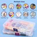 Bead Organizer Box, 2PCS 15 Compartment Craft Storage Container with Removable Divider, Plastic Empty Case for Jewelry Rhinestone Charms Crystal Press On Fake Nail, Hair Stuff Small Accessory