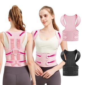 Posture Corrector for Women and Men, Back Straightener Posture Brace for Pain Relief, Back Belt Support with Adjustable Shoulder Straps and Height for Scoliosis Hunchback (Pink, XL)