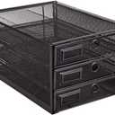 Annova Desk Organizer Wire Mesh 3 Tier Sliding Drawers Paper Sorter/Multifunctional/Premium Solid Construction for Letters, Documents, Mail, Files, Paper, Kids' Art Supplies (Black)