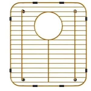 13.2" L×11.6"W Gold Sink Grids,Sink Protector for Kitchen Sink,Golden Stainless Steel Sink Rack for Bottom of Sink,Sink Grate with Rear Drain and Strainer,Corner Radius 2"
