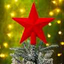 Gejoy 7.87 Inch Christmas Tree Topper Velvet Star Tree Topper Red Decorative Holiday Star Ornament Christmas Decoration for Xmas Gift Home Decor