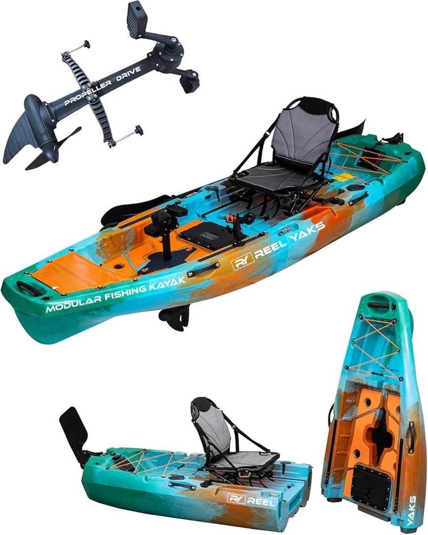 Reel Yaks Radar Modular Fishing Kayak - 10ft, 400 lbs Capacity - Pedal Fishing Kayaks for Adults & Youth, Sit on Top, Compact Storage, Lightweight, Easy Transport