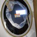 TETOTE Gold Oval Led Mirror with Lights 20" x 28" Metal Framed Oval Lighted Bathroom Vanity Mirror Wall Mounted, Front and Backlit 3 Color Stepless Dimmable Anti Fog, Shatterproof, CRI 90+