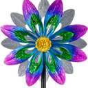360°Metal Wind Spinner Outdoor,13”Double Wind Sculptures Garden Pinwheels with Metal Stak,Waterproof Pinwheels Large Wind Spinner for Yard and Garden（Purple）