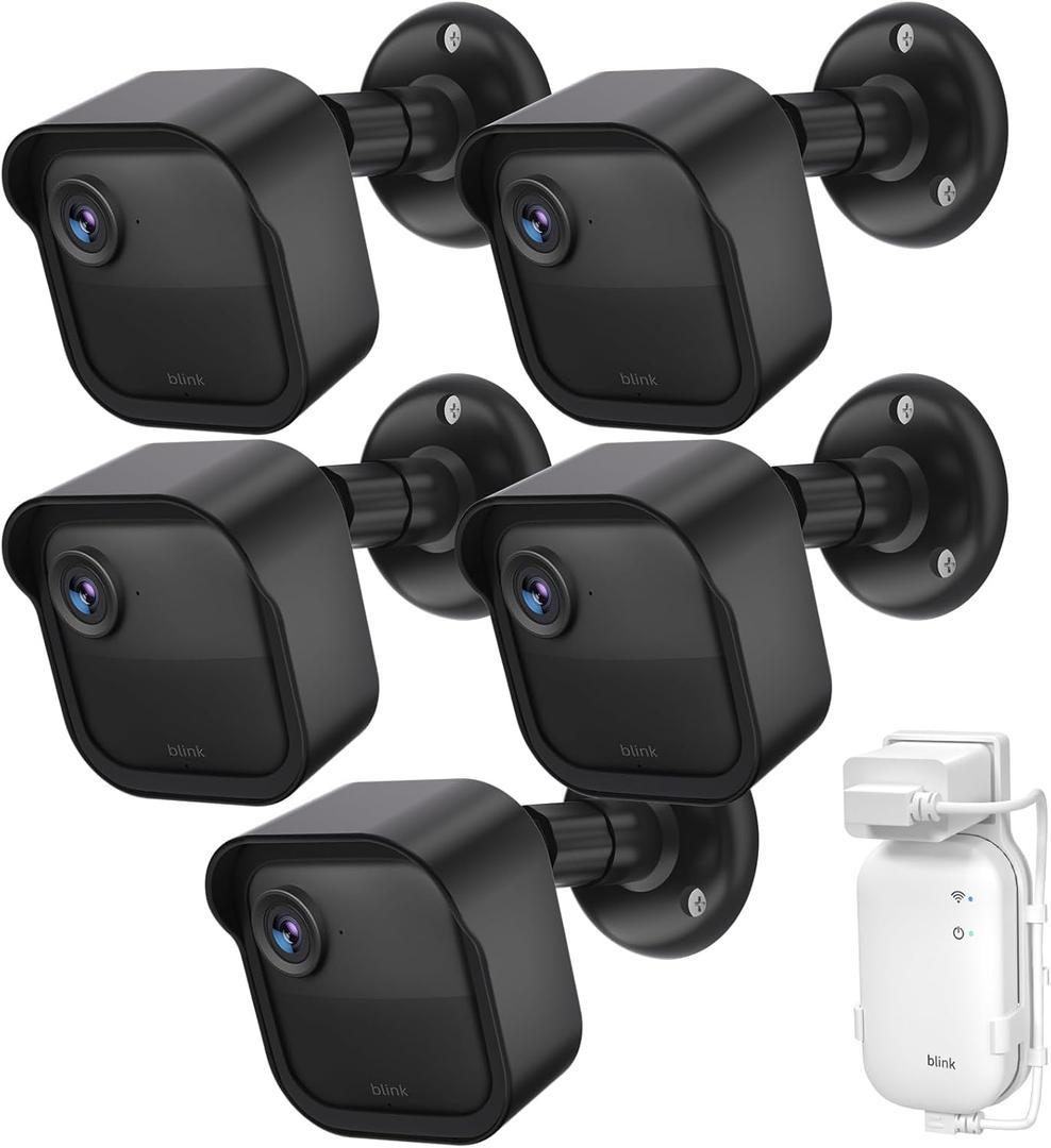 Blink Outdoor Camera Wall Mount Compatible with 2K+ & 4th Gen,3 Pack Weatherproof Protective Housing,360 Degree Adjustable with Blink Sync Module Core Outlet Mount for Blink Camera System ( 5 + 1 ) Pack, Black)