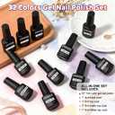 JODSONE 32 Colors Gel Nail Polish Kit with Base Coat Matte Glitter Top Coat Soak Off Manicure Tools Manicure Salon DIY at Home