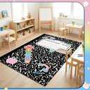 Teenyyou 5 x 7.6 ft Composition Notebook Classroom Rug School Style Classroom Carpet with Bow Pencil Book Club Educational Area Rug for Kid Playroom Carpet for Teaching and Playroom, 1'3" x 1'11"