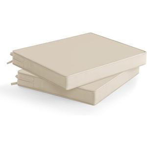 Outdoor Chair Cushions Set of 2: Waterproof & Fade Resistant Seat Cushion for Patio Furniture - 18.5 x 16 x 2 Inch Chair Pads with Ties and Hidden Zipper - Patio Chair Cushion Replacement, Beige, 18.5x16x2 Inch | 2 Pack