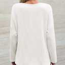 Cicy Bell Womens Tops Oversized Long Sleeve V Neck Shirts Casual Loose Fit Knit Tee Shirt with Pocket (X-Large, White)