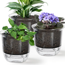 Plant Pots 6 inch Set of 3, Self Watering Pots for Indoor Outdoor Plants Flowers, Self Watering Planters with Reservoir, Drainage Hole and Absorbent Cotton Rope (3 Large)