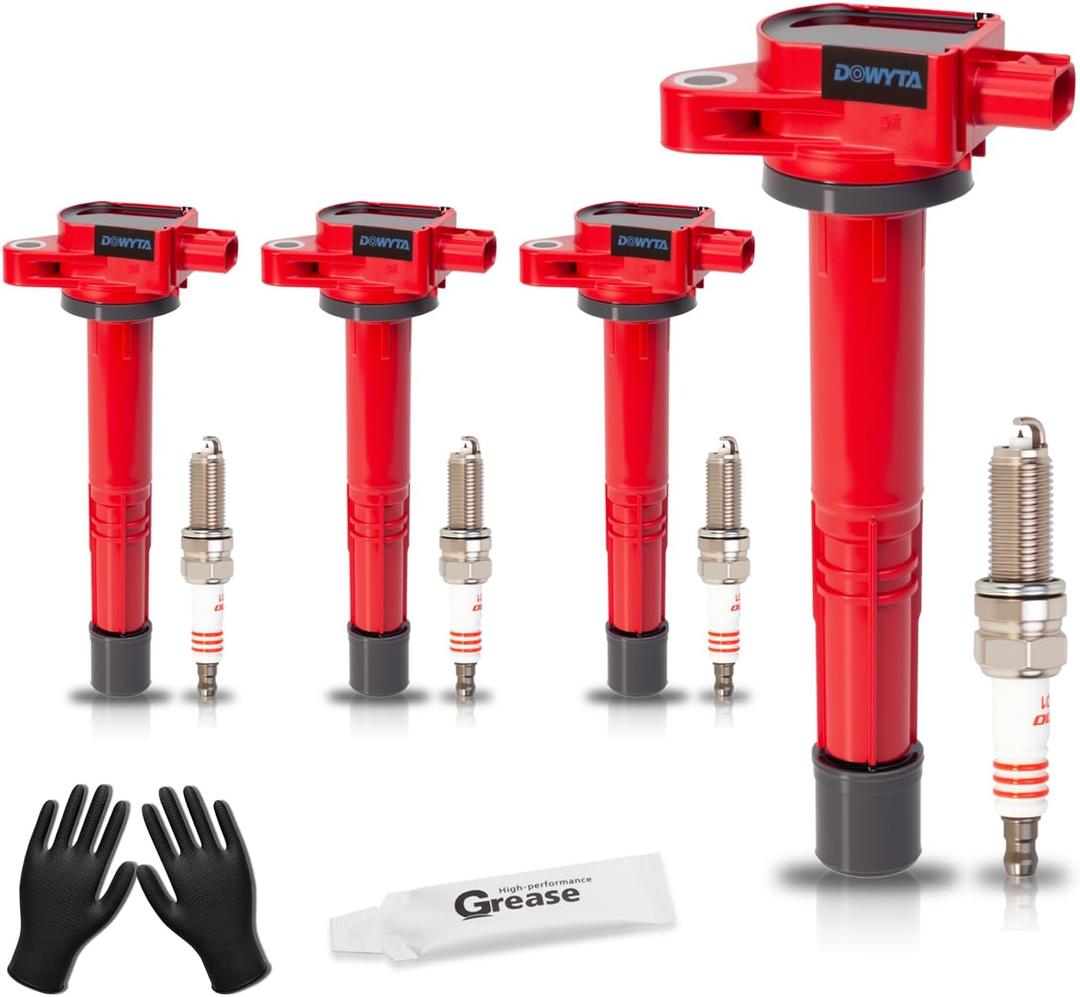 Set of 4 Upgraded Ignition Coil Pack and Iridium Spark Plugs fits for Honda CR-V 2010-2014, Civic 2012-2015, Accord 2008-2012, Crosstour 2008-2012, for Acura ILX 2013-2015 2.4L Replaces UF602