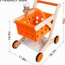 Wooden Baby Walker Shopping Cart for Toddlers, Orange Pretend Grocery Cart