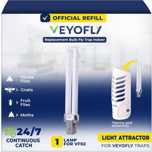 VEYOFLY 1 Replacement Bulb Fly Trap Indoor Compatible with Model VF02. (Device not Included) VEYOFLY 1 Replacement Bulb Fly Trap Indoor Compatible with Model VF02. (Device not Included)