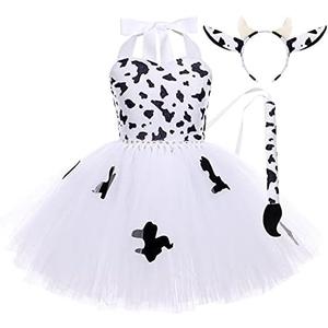 Amazon.com: ODOLDI Baby Girl Cow Tutu Costumes with Cow Ears Headbands Cow Tail 3PCS Jungle Party Costumes Kids Animal Fancy Costume Halloween Cosplay Cow Birthday Party Outfits White Cow 11-12 Years, Toys & Games