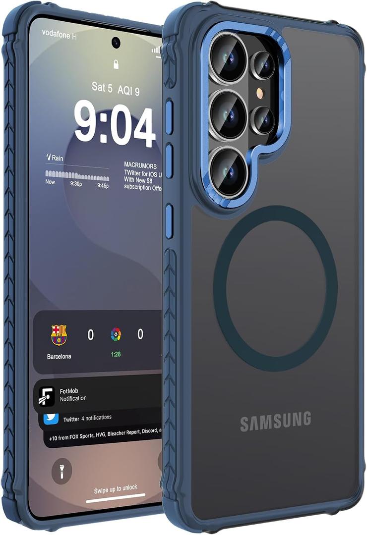 DEERLAMN Strong Magnetic Case for Samsung Galaxy S26 Ultra 6.9-Inch,[Compatible with Magsafe][Military Grade Drop Protection] Translucent Matte Shockproof Protective Phone Cover, Frosted Blue