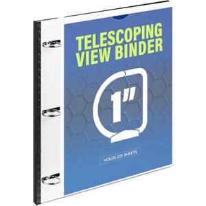 WOT I 1 Inch Telescoping 3 Ring Binder, Expandable Flexible Binder with Customizable Front Cover & Clear Catalog Pocket, Holds 225 Sheets, School Office Supplies, White