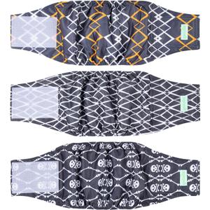 wegreeco Washable Male Dog Belly Band (Stylish Pattern)- Pack of 3 - Washable Male Dog Belly Wrap, Dog Diapers Male (Black Geometric, Medium) (Medium (15" to 17"))
