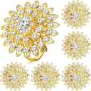 Geiserailie 80 Pcs Gold Flower Napkin Rings Alloy Floral Crystal Rhinestone Bling Holiday Shiny Napkins Ring Holders for Wedding Bridal Thanksgiving Birthday Dinner Party Table Home Decoration Favor