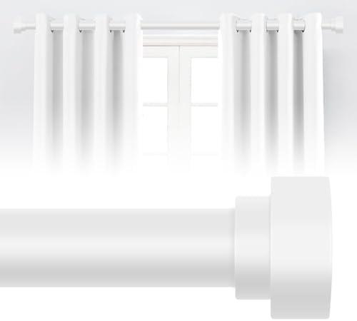 HEI! DEAR White Curtain Rods for Windows 18 to 60 Inch(1.5-5ft),1 Inch Heavy Duty Curtain Rods,Adjustable Curtain Rod,Modern Decorative Drapery Rods,Telescoping Window Curtains Rod 18-60",White