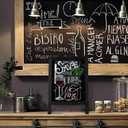 4 THOUGHT Small Tabletop Chalkboard Signs, 9.5" x 14" Magnetic Mini Chalk Board with Stand for Food Wooden Frame Easel Countertop Menu Board for Kitchen Cafe Home Pub, Black