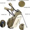 14-Way Golf Stand Bag, PU Leather Golf Bag with Full-Length Dividers