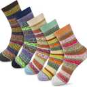 Morecoo Socks for Women - Christmas Gifts for Women - Stocking Stuffers - Thick Wool Soft Warm Cozy Crew Womens Socks (5-9, B-multi Color 07)