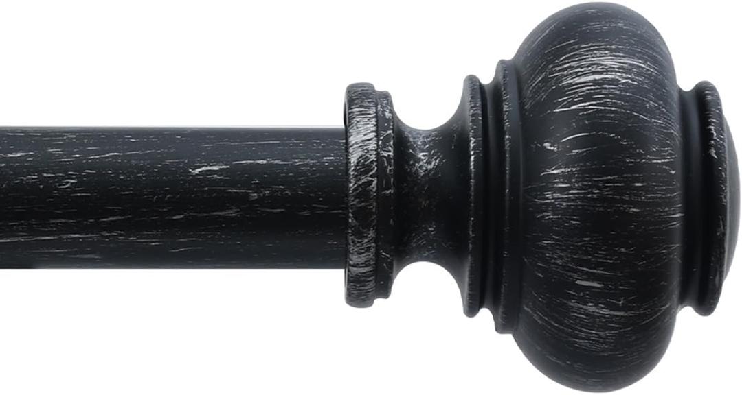Black Curtain Rods for Windows 32 to 45 Inch,1'' Diameter Heavy Duty Curtain Rod Adjustable Decorative Drapery Rods for Farmhouse Rustic Living Room Bedroom