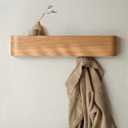 Kazai. Wall-Mounted Coat Rack 'Toke' - Modern Design Coat Rack with Hidden Wall Hooks - Solid Wood Veneer Panel Coat Hanger - Oak