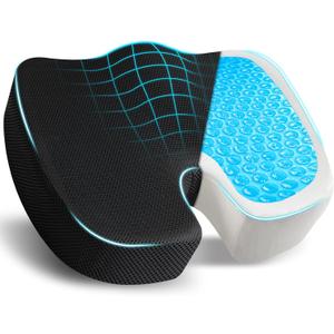 EcoNour Gel Seat Cushion Office Chair Cushions for Sciatica & Tailbone Pain Relief Coccyx Memory Foam Desk Chair Support & Car Seat Cushion Back Pain Relief Pillow for Long Sitting