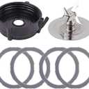 Replacement Blender Parts for Oster Pro 1200 Blender, Includes Stainless Steel Blender Cutter Blade 164160, Jar Base Bottom Cap 179854-000-000 and 4Pcs Silicone Rubber Gaskets 182341-000-842