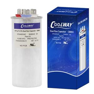 COOLWAY 45/5 uF 45+5 MFD 5% 370V or 440V Dual Run Start ac Capacitor for Motor Start or Heat Pump, Condenser, Pool Pump