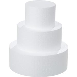 Crafare 3 Tiers Round Foam Cake Dummies Set 4" 6" 8" White Fake Practice Cake Dummy 9 Inch Tall for Christmas Wedding Supplies Baby Shower Birthday Cake Decorating Display