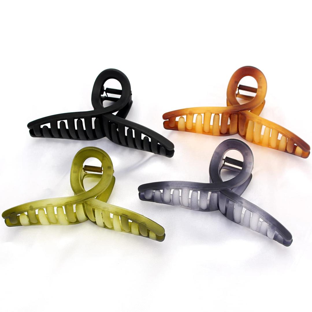 Large Hair Claw Clips Big Butterfly Hair Clips for Women Gradient Matte 5.11" Large Claw Clip Oversize Hair Clip for Women and Girls Hair Accessories for Long Thick Hair 4 Pcs