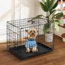 DUMOS Dog Crate, 30 Inch Medium Single Door Dog Cage with Plastic Leak-Proof Pan Tray, Folding Metal Wire Pet Kennel for Indoor, Outdoor, Travel