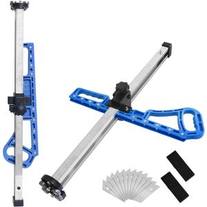 Drywall Cutting Tool, Foldable Drywall Cutter, Gypsum Board Cutter with 12pcs trapezoidal blades, Fit 1/4" 3/8" 1/2" 5/8" Plasterboard, 1.5 to 60cm Dual-Scale (cm & in)