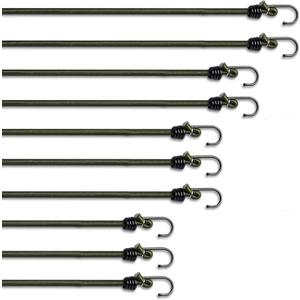 Pluvios - Assorted Sizes - Bungee Cords with Hooks Heavy Duty Outdoor - Multi-Pack of 10 - Multi-Purpose Elastic Bungee Straps for Luggage Straps, Camping - Weatherproof & UV Resistant