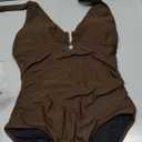 SUUKSESS Women Sexy Tummy Control One Piece Swimsuits Halter U-Wire Bathing Suit (Deep Brown, M)