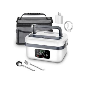 Cordless Electric Heated Lunch Box for Adults Men Women, Rechargeable Self Heating Battery Powered Food Warmer with 1L Container Fork Spoon and Insulated Carry Bag for Car Truck Travel Office(White)