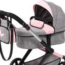 Bayer Pram Xeo Baby Doll Stroller, Convertible Doll Pram for Dolls Up to 20 inch