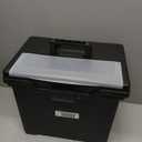 IRIS USA File Box with Lid File Organizer for Letter File w/Organizer-Lid, Plastic Mobile Filing Organizer, Water Resistant Document Box, Portable File Box with Handle, Secure Buckle, Lockable, Black