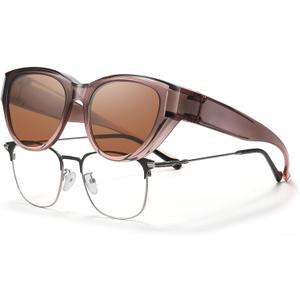 HAOLOTA Polarized Fit Over Sunglasses for Women, UV400 Cat Eye Wrap Around Overglasses for Prescription Glasses & Driving
