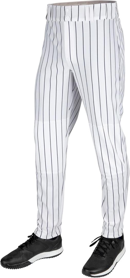 Champro Boys Triple Crown 2.0 Tapered Bottom Baseball Pants with Pinstripes (X-Large, White, Navy)