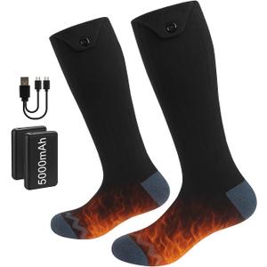 Heated Socks for Men Women 5000mAh Rechargeable Heated Socks 4 Heat Settings Washable Foot Warmer