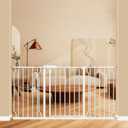 ALLAIBB Extra Wide Pressure Mounted Baby Gate Walk Through Child Kids Safety Toddler White Long Large Pet Dog Gates with Extension for doorways Kitchen and Living Room (57.48-62.20"/146-158cm)